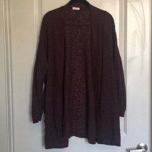 silence + noise Open Front Cardigan - Cranberry